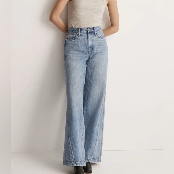 Madewell Denim - Madewell Super Wide Leg Inset Edition Blue Jeans Baggy Size 26
